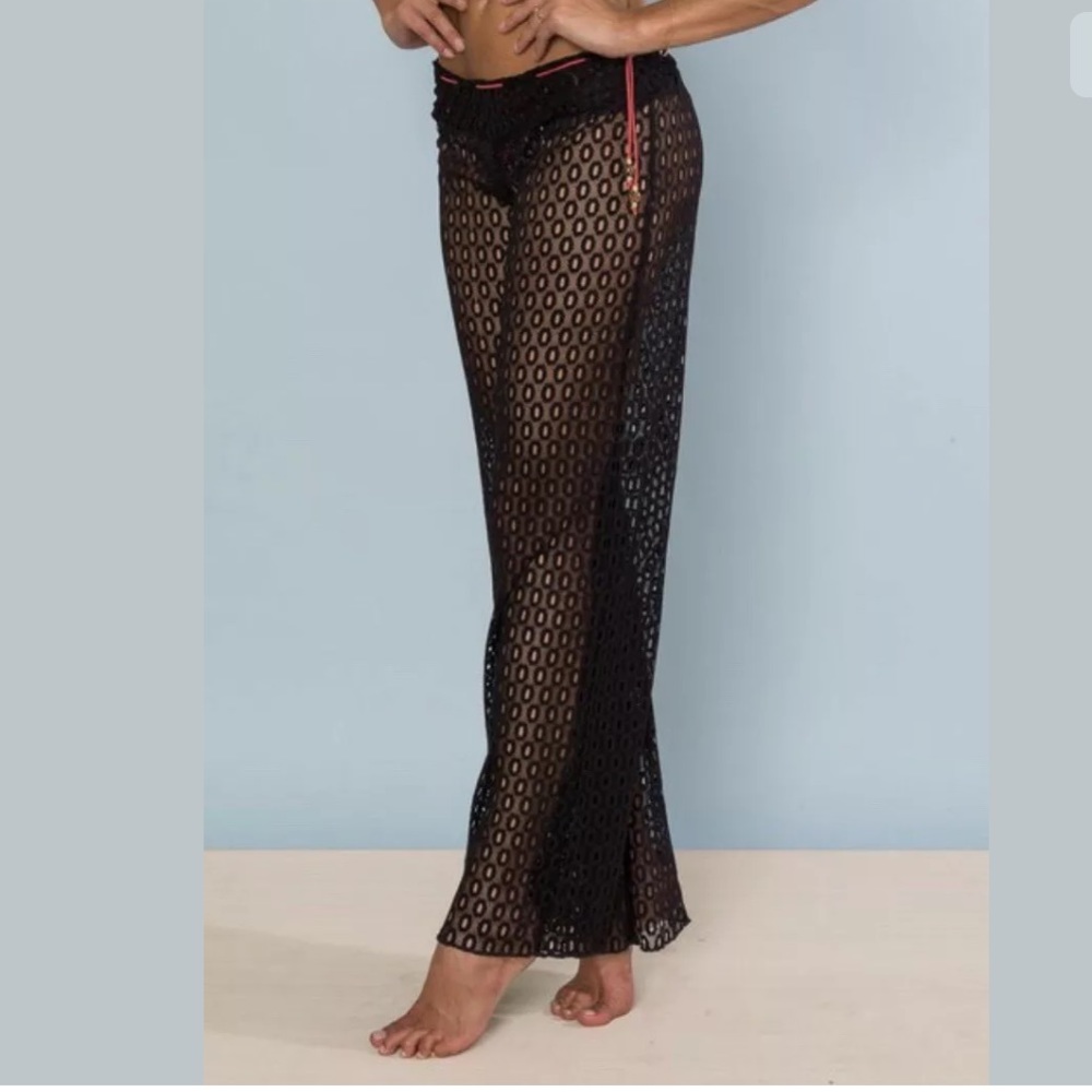 NWT Ravish Sands Black Lace Coverup Pant 37 inseam